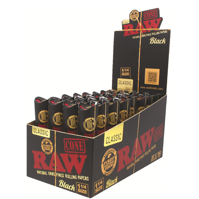 Raw Black Cones 1 1/4 Size- 6pk